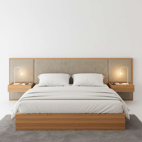 Respaldo 2 plazas con mesa de luz Gael Moderna Marron
