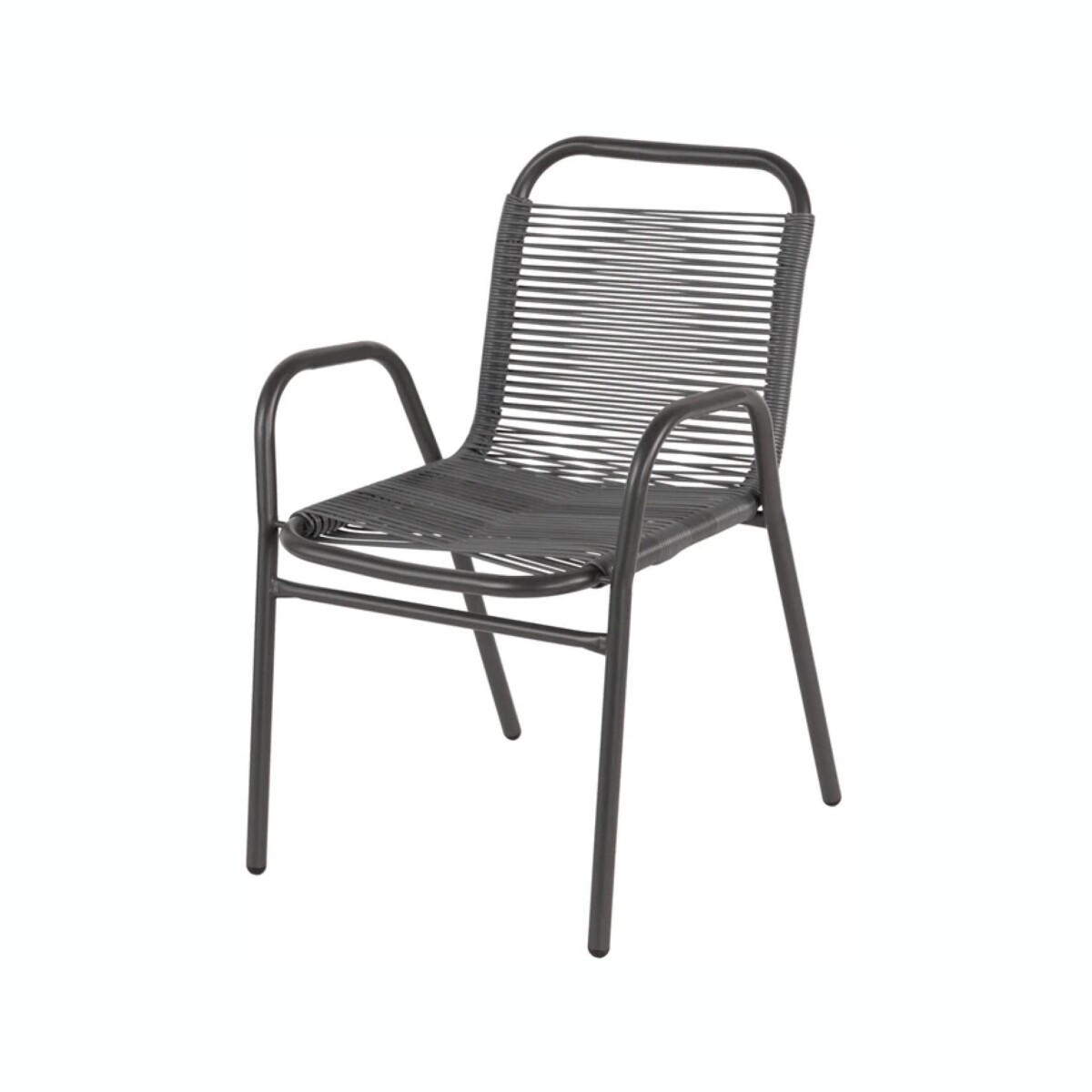 Silla De Jardín RUSTICO SC-018R Símil Rattan Estructura De Acero - Negro 