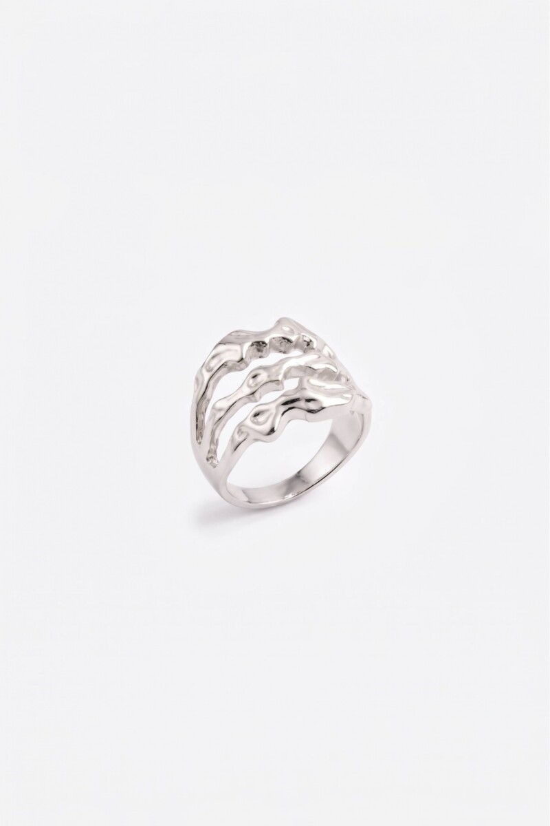 Anillo triple vuelta wavy ajustable plateado