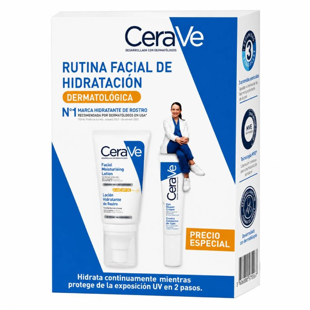 Pack Crema CeraVe AM SPF30 + Contorno de Ojos 