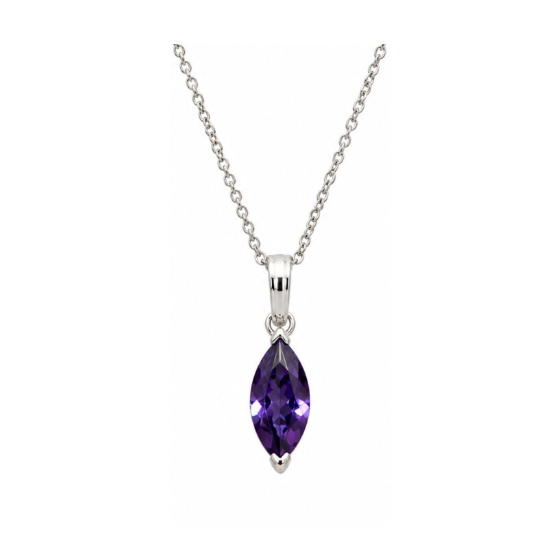 Cadena y colgante piedra talla Navette violeta Cadena y colgante piedra talla Navette violeta