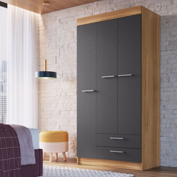 ROPERO 3 PUERTAS 2 CAJONES - GRAFITO/NOGAL ROPERO 3 PUERTAS 2 CAJONES - GRAFITO/NOGAL