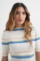 Sweater cuello bote BLANCO Y AZUL