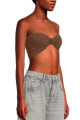 FLORAL FRILLS KNOTTED BANDEAU Marron