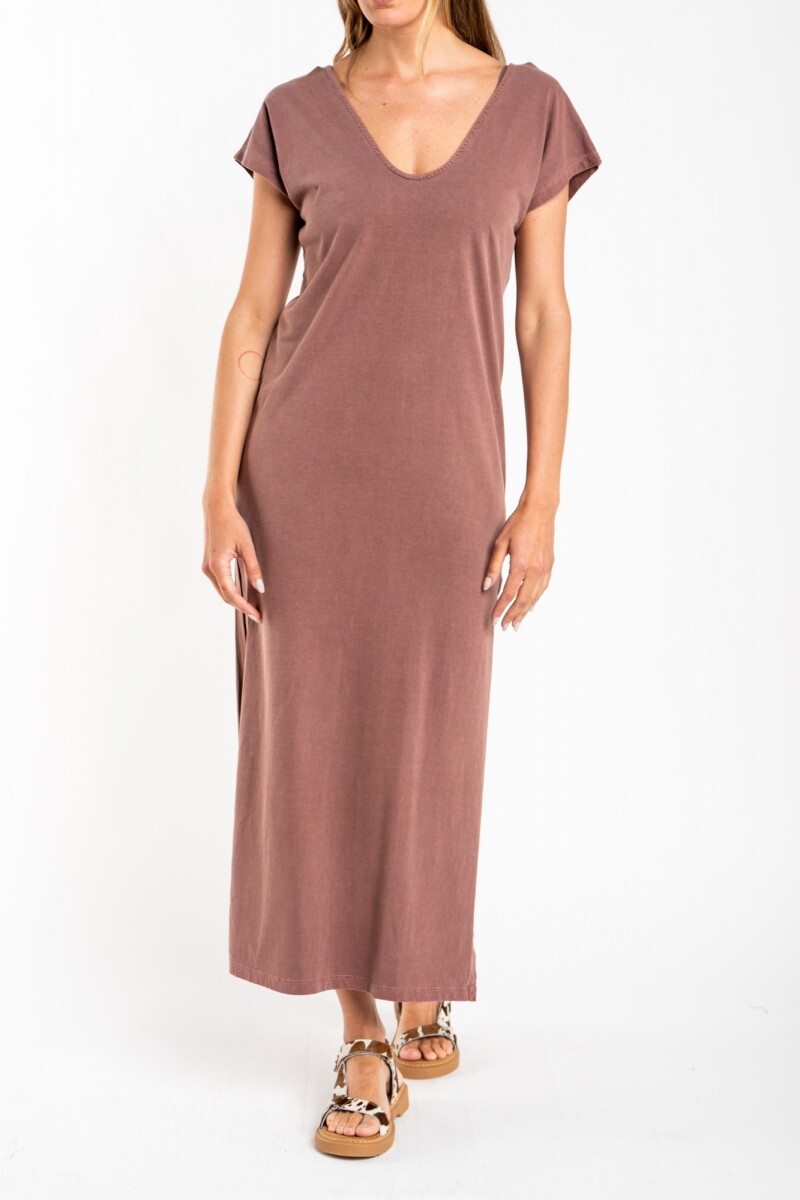 Vestido Algodon Lavado Marron