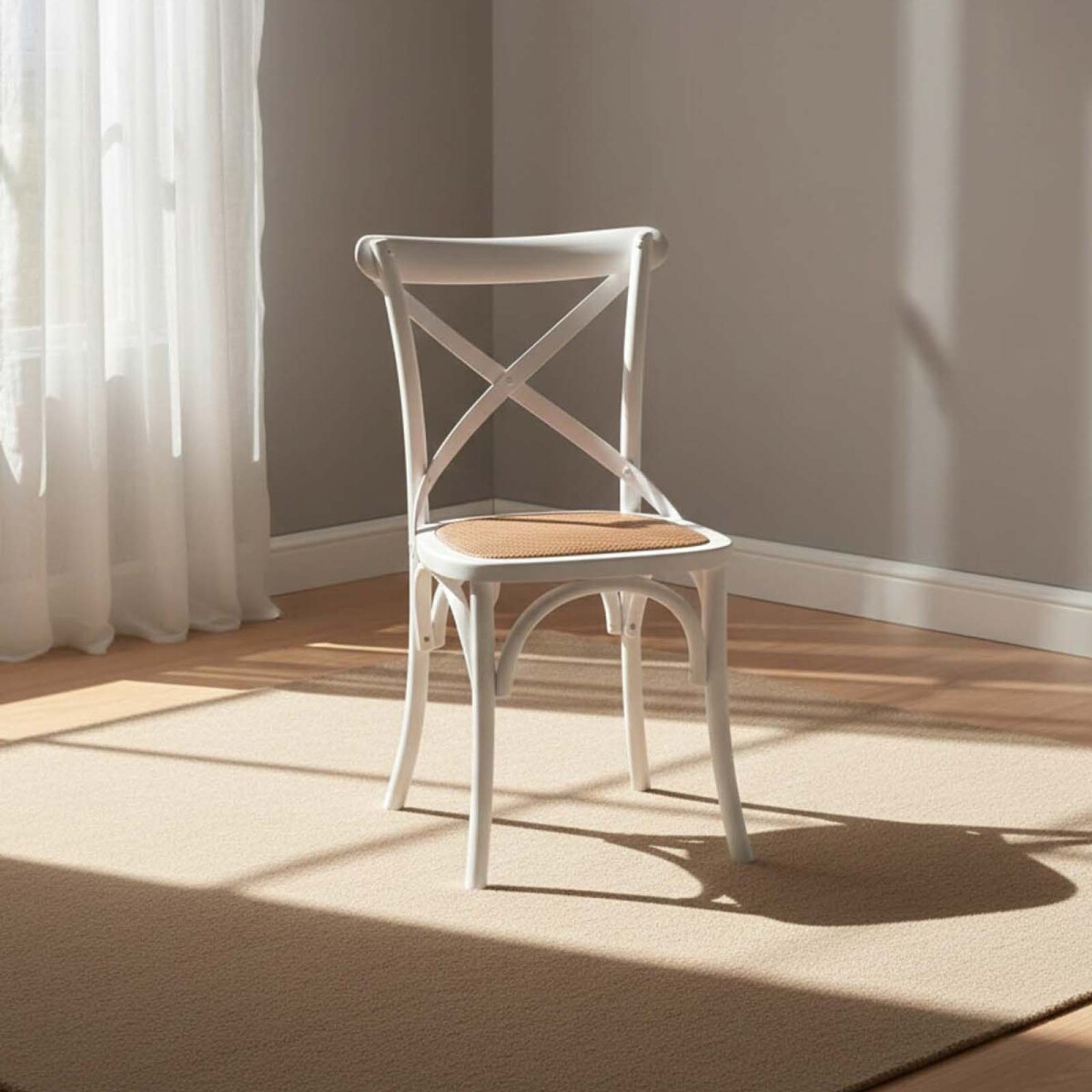 SILLA DE COMEDOR - MADERA BLANCO CRUCETA 