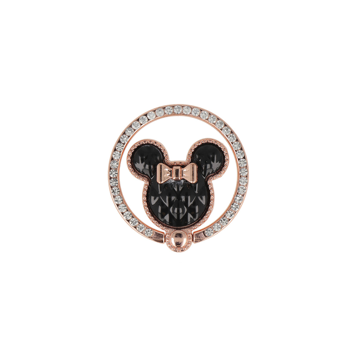 Anillo para celular diseño orejas con brillos color negro 