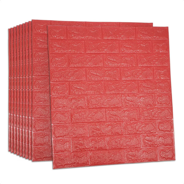 Revestimiento Pared Adhesivo Facil Colocacion Piedra X70 Un Color Variante Rojo