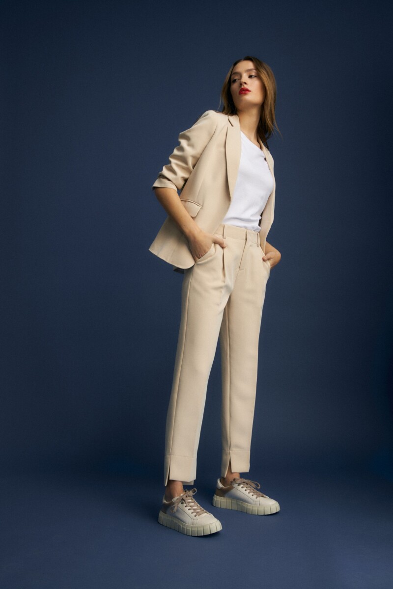 Pantalón con elástico beige
