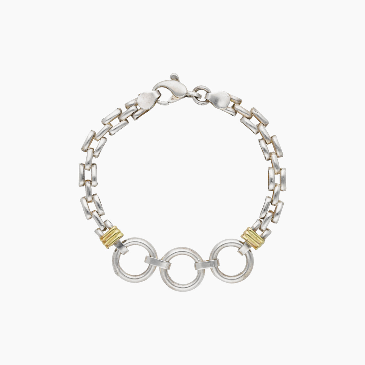 Pulsera Plata Y Oro Con Diseño De 3 Aros 