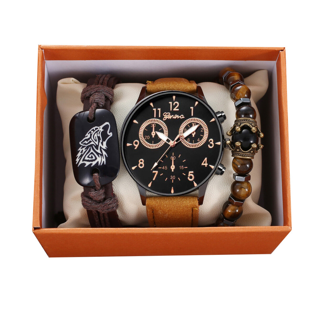 Set De Reloj Masculino Doble Corona Wolf 
