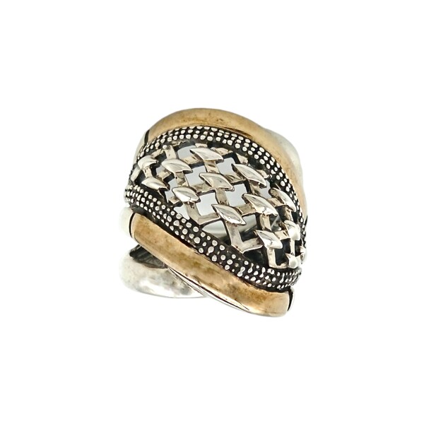 Anillo Calado-Plata y Oro-Sin Piedra-AN5046 sinpiedra