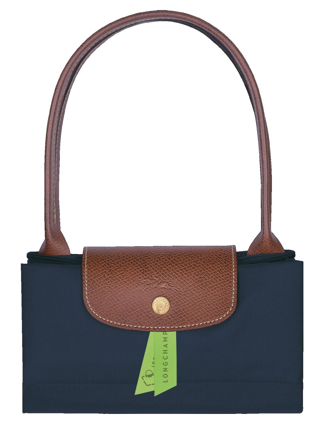 Longchamp -Cartera Longchamp plegable de nylon con cierre y asa larga, Le pliage M Azul