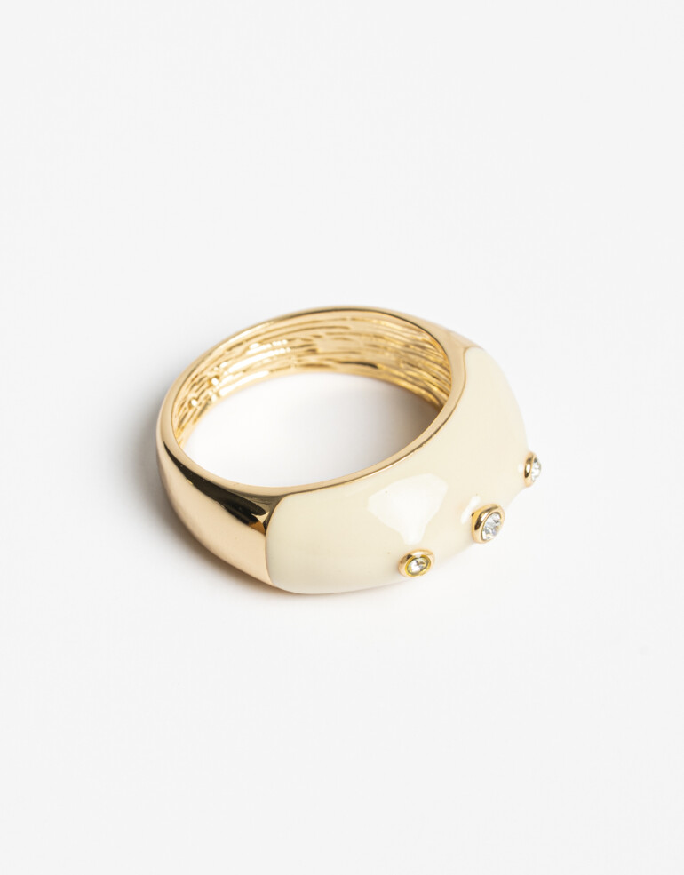 Anillos Medianos y Grandes Metal Anillo Con Strass Bañado En Oro - Dorado