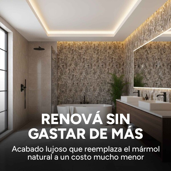 Pack x10 Placa PVC Símil Mármol 2,44x1,22m 3mm Resistente Mármol Gris