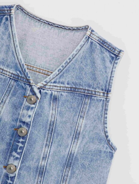 CHALECO DE JEANS INFANTIL AZUL