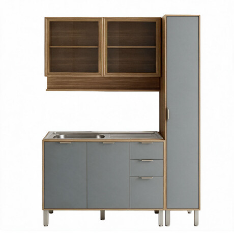 JUEGO COCINA 3 MODULOS Y PILETA MESADA LINEA COLORS FREIJO Y VERDE