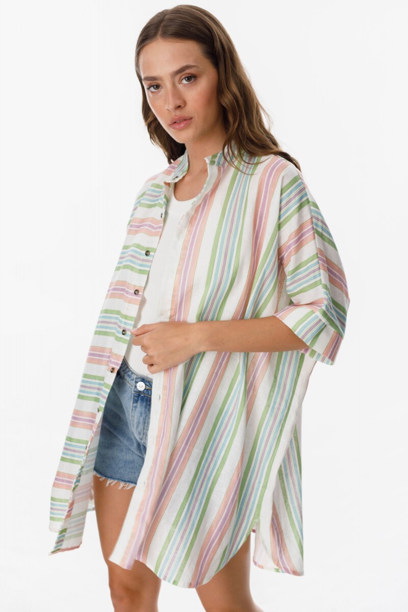 Camisa Azorella - Rosa/Verde 