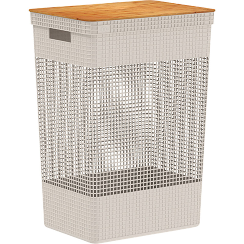 Organizador Alto l Tapa de Bambú Beige