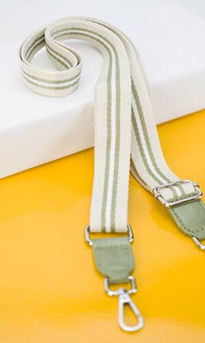 CORREA GALON PARA CARTERA MANTECA VERDE Y BLANCO