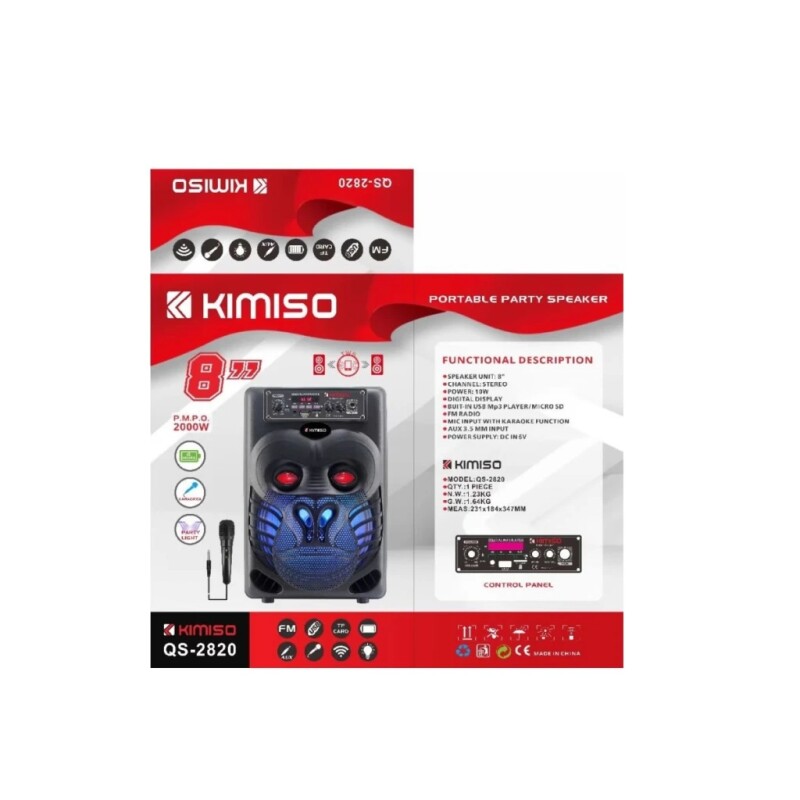PARLANTE KIMISO QS-2820 8"" MONO BT//USB PARLANTE KIMISO QS-2820 8"" MONO BT//USB