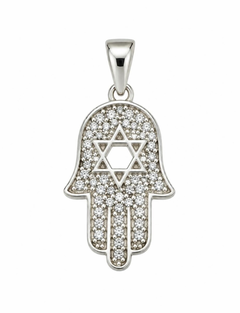 Colgante Mano de Fatima con Estrella de David al centro 