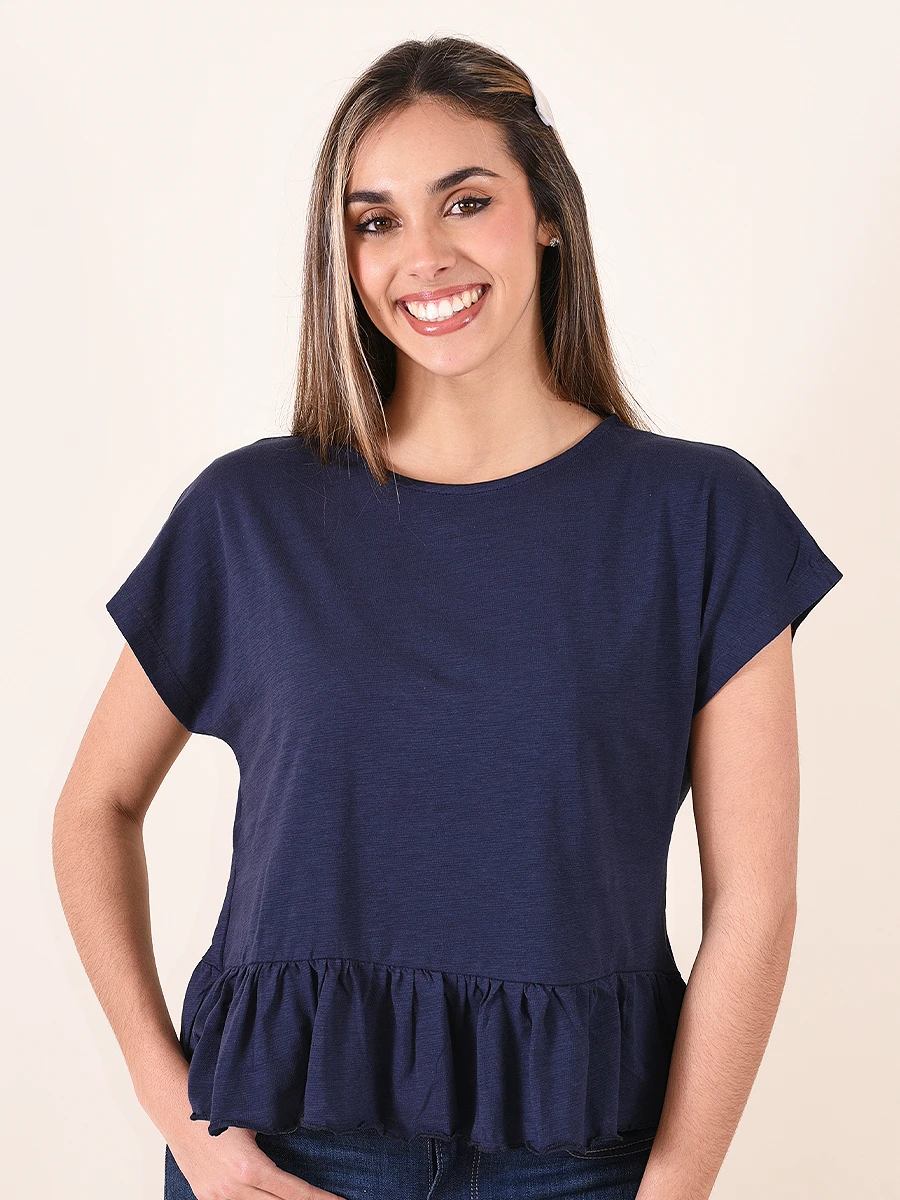 REMERA BASICA POLA - AZUL OSCURO 