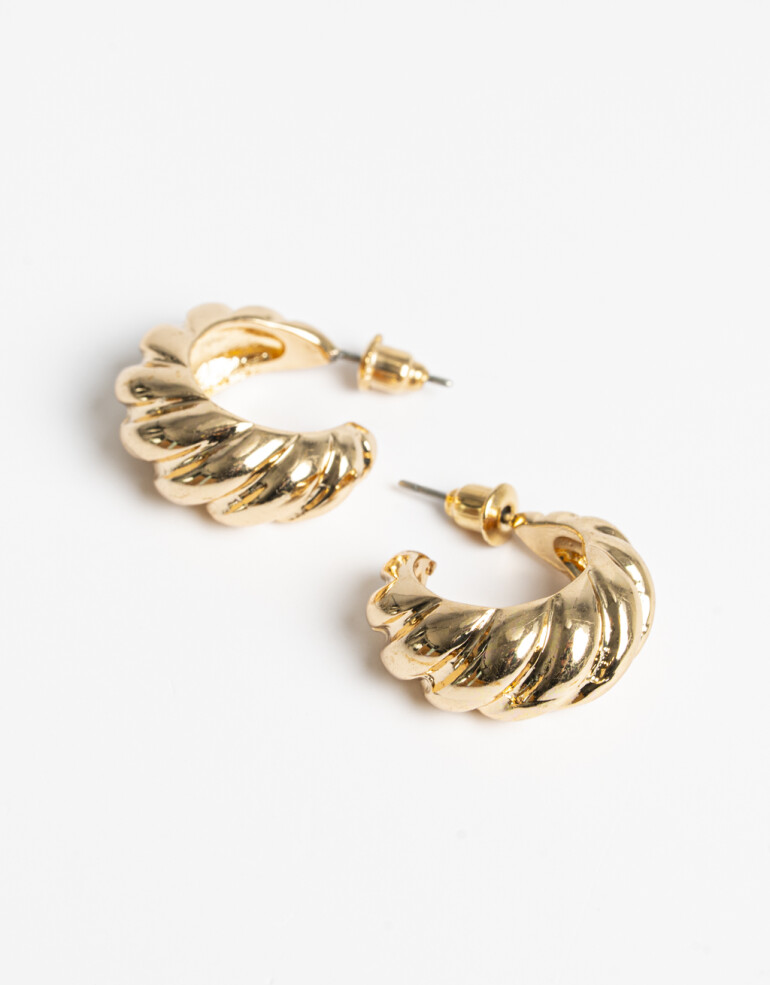 Aros Argollas Metal Argollas De Metal Trenzado - Dorado