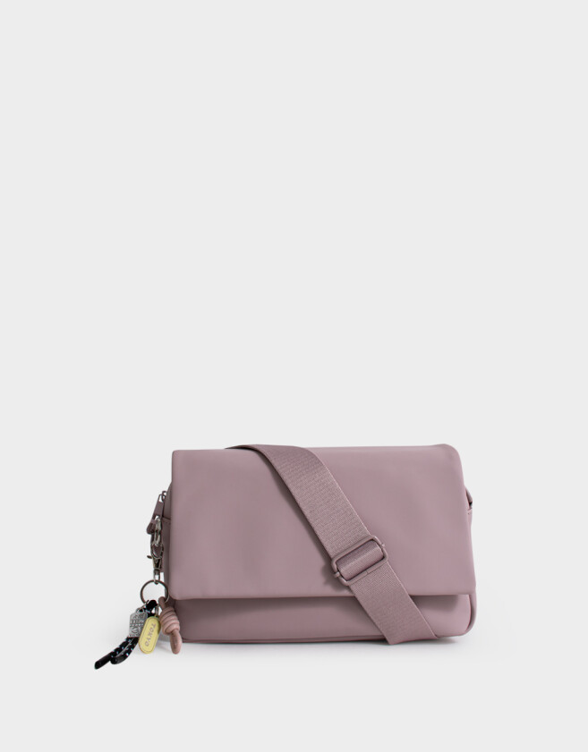 Bandoleras Bandolera Con Solapa Y Charm - Rosa Viejo