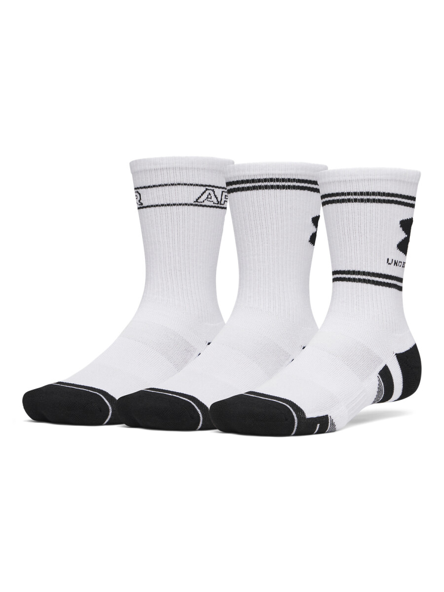 Medias UA Perf Tech Nov 3pk Crw Hombre 6015141-100 - Blanco 