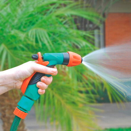 Conjunto P/ Riego Pistola + Acoples Verde/Naranja