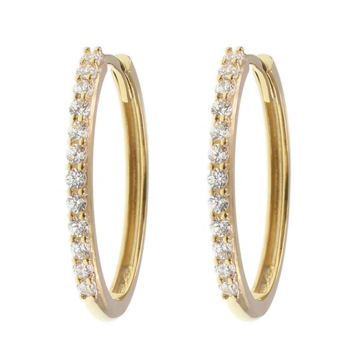 Aros en oro amarillo 18k cin circonias. N0526 