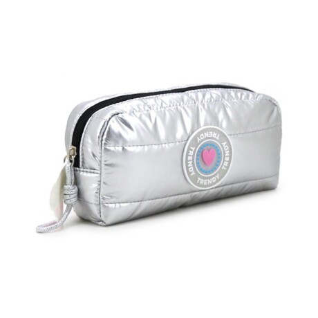 Cartuchera Escolar Puffer Metalizada Trendy Plateado