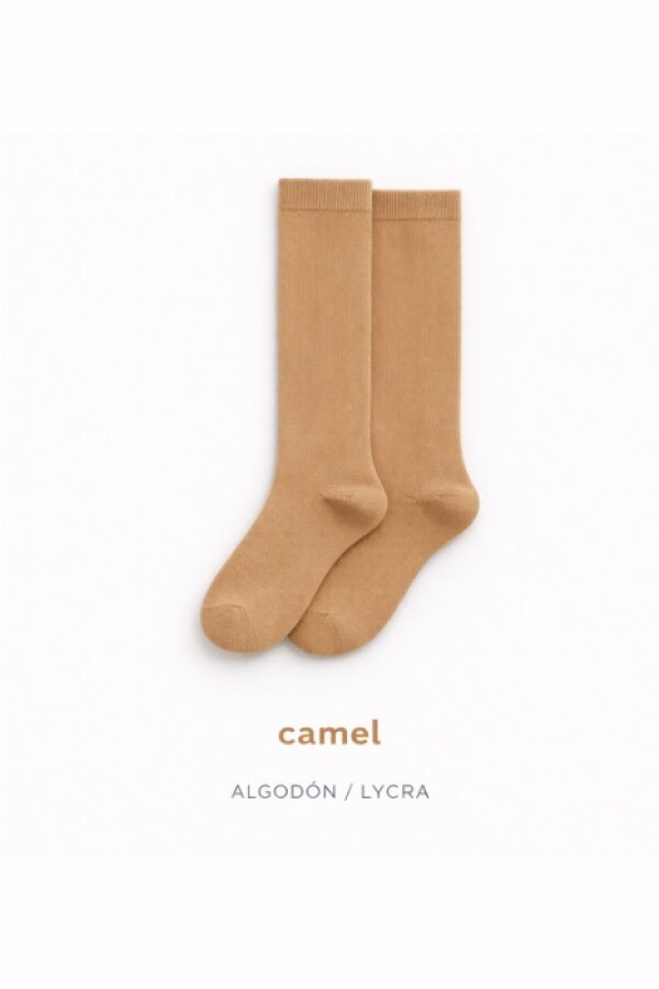 Calcetín alto liso camel Camel
