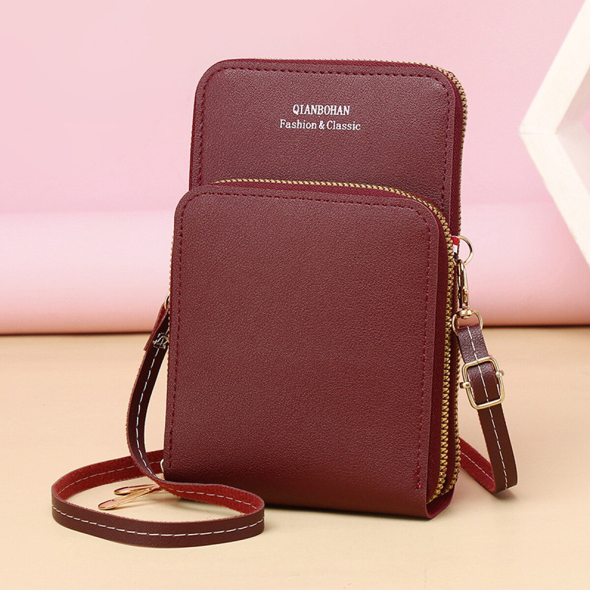 Cartera De Dama Rectangular - Bordo 