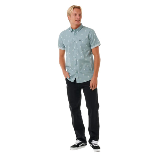 Camisa Rip Curl Paradise Palms S/S Shirt - Celeste Camisa Rip Curl Paradise Palms S/S Shirt - Celeste