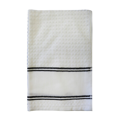 Repasador cocina Dohler hilo 40 x 60 cm Blanco Negro