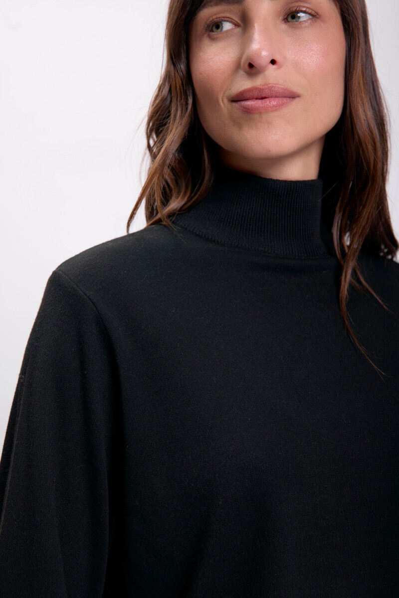Polera de punto básica Negro