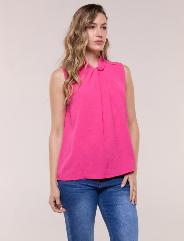 Blusa Cuello Drapeado FUCSIA