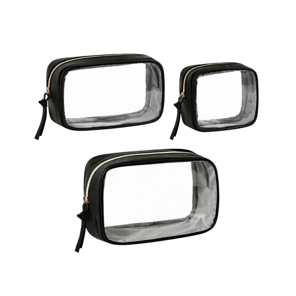 Set x3 neceser transparente negro 