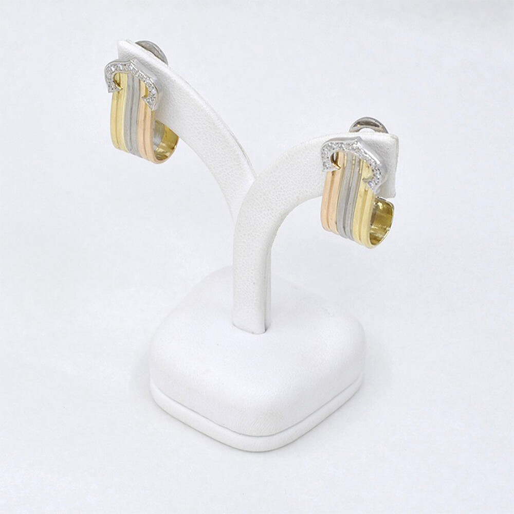 Caravanas En Oro 18K De 3 Tonos Con Brillantes Caravanas En Oro 18K De 3 Tonos Con Brillantes