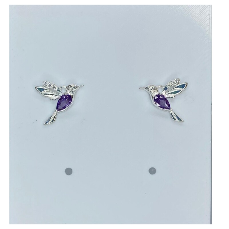 CARAVANA PLATA COLIBRI PIEDRA VIOLETA L2kt1371