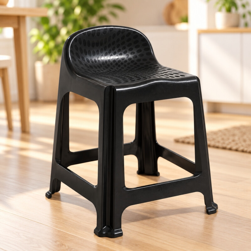Set x4 Banqueta con respaldo apilable resistente NEGRO