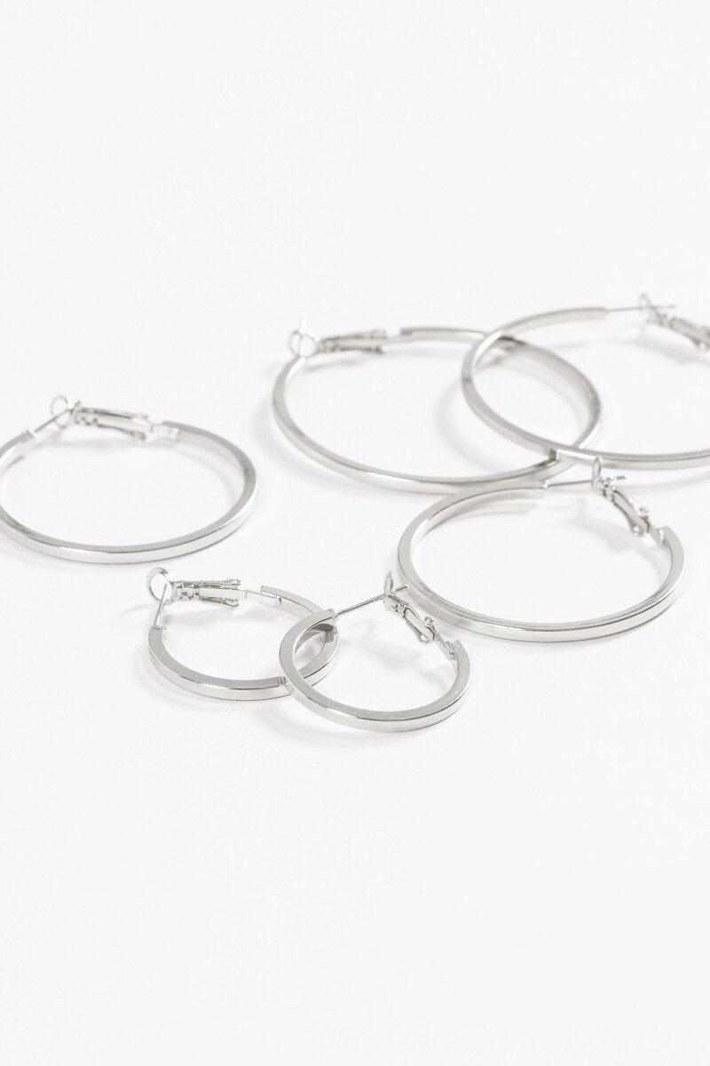 Set de aros gruesos plateado