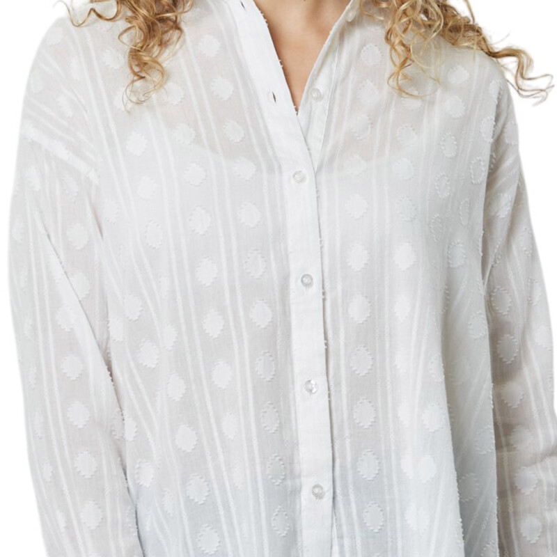 Camisa de Algodón Texturada para Mujer UFO Vega Blanco Blanco