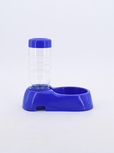BEBEDERO CON BOTELLA PARA MASCOTA AZUL