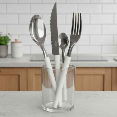 Juego de cubiertos x16 Pzas acero inox BLANCO