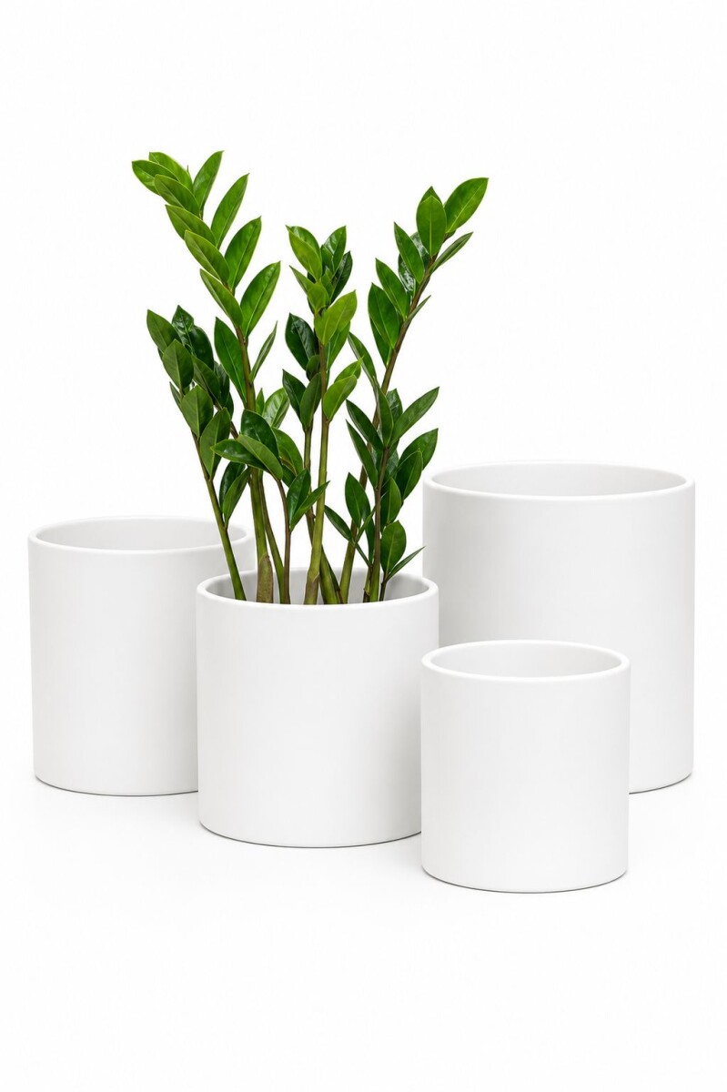 SET 4 MACETAS CERAMICAS - BLANCO 