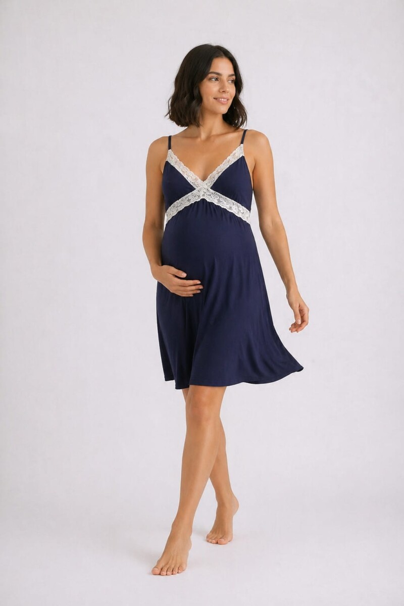 Camisón Maternal Avelina Azul Marino