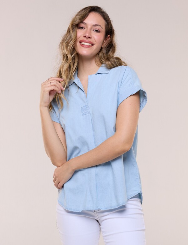 Blusa Algodon Denim JEAN CLARO